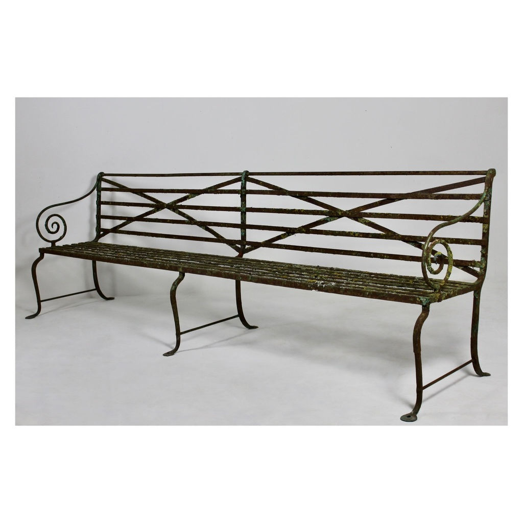 Very Large Scottish Regency Wrought Iron Garden Bench ( sold )