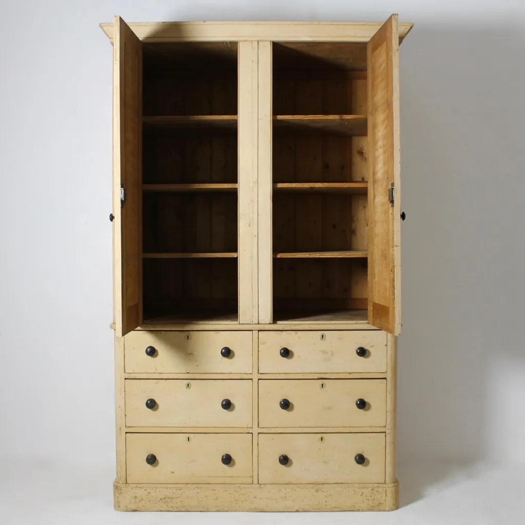 Large Original Painted Pine Housekeepers Cupboard ( sold )