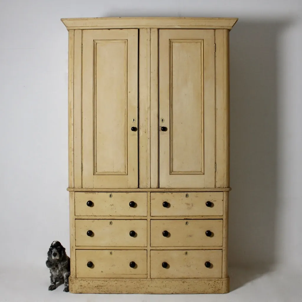 Large Original Painted Pine Housekeepers Cupboard ( sold )