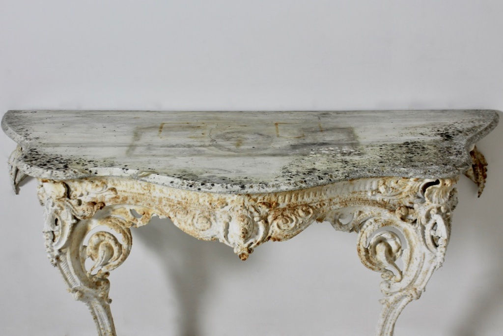 19th Century Cast Iron And Marble Console Table ( sold )