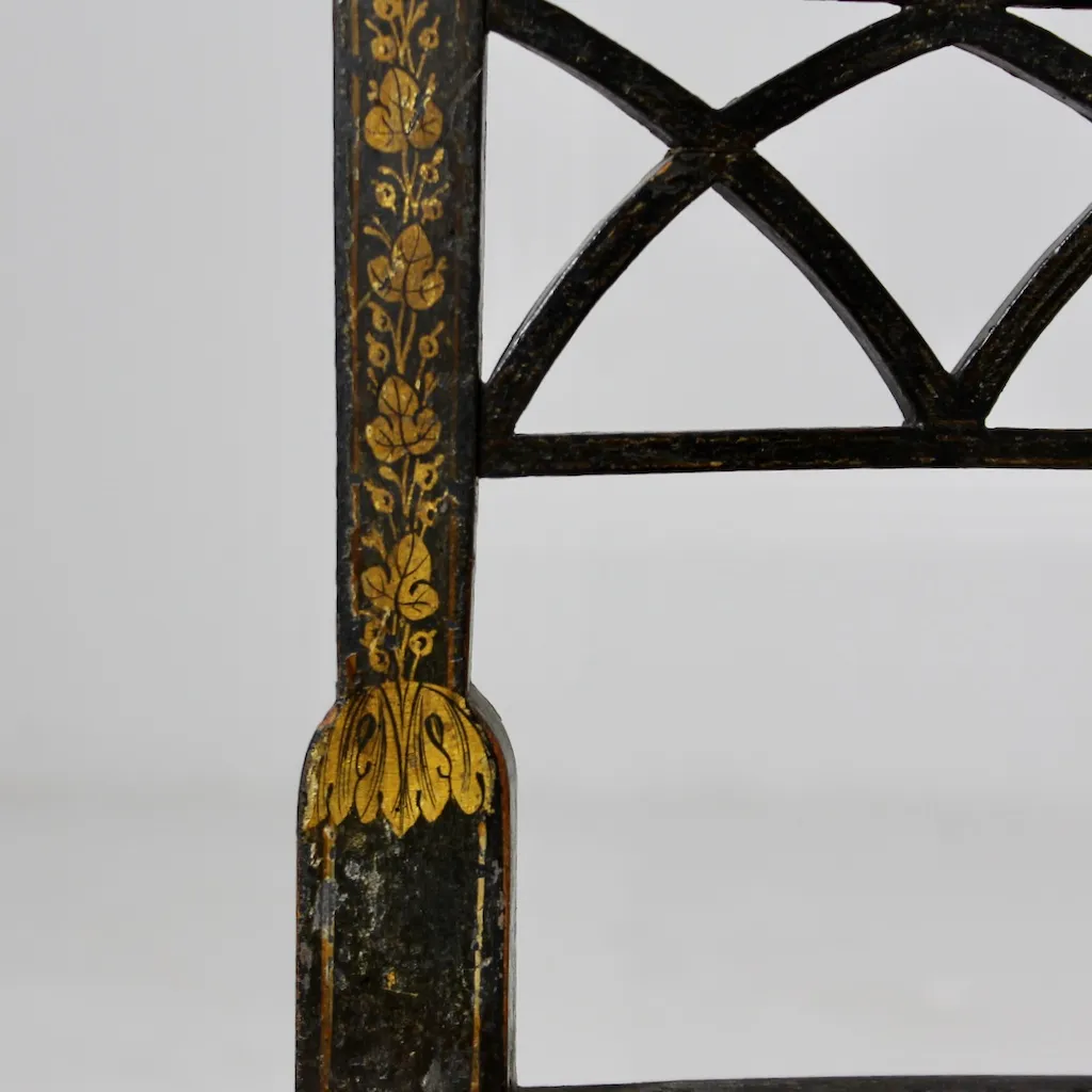 Fine Pair Of Regency Painted And Gilt Armchairs ( sold )