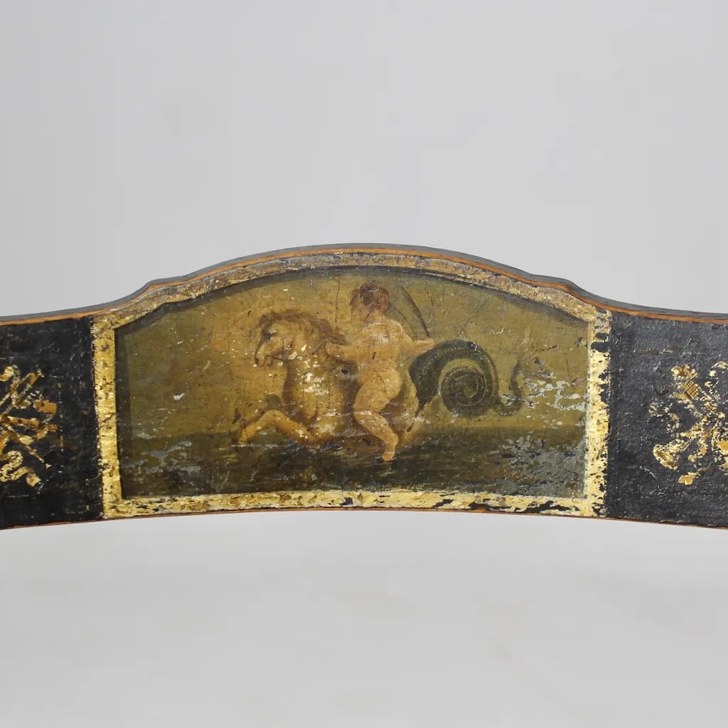 Fine Pair Of Regency Painted And Gilt Armchairs ( sold )