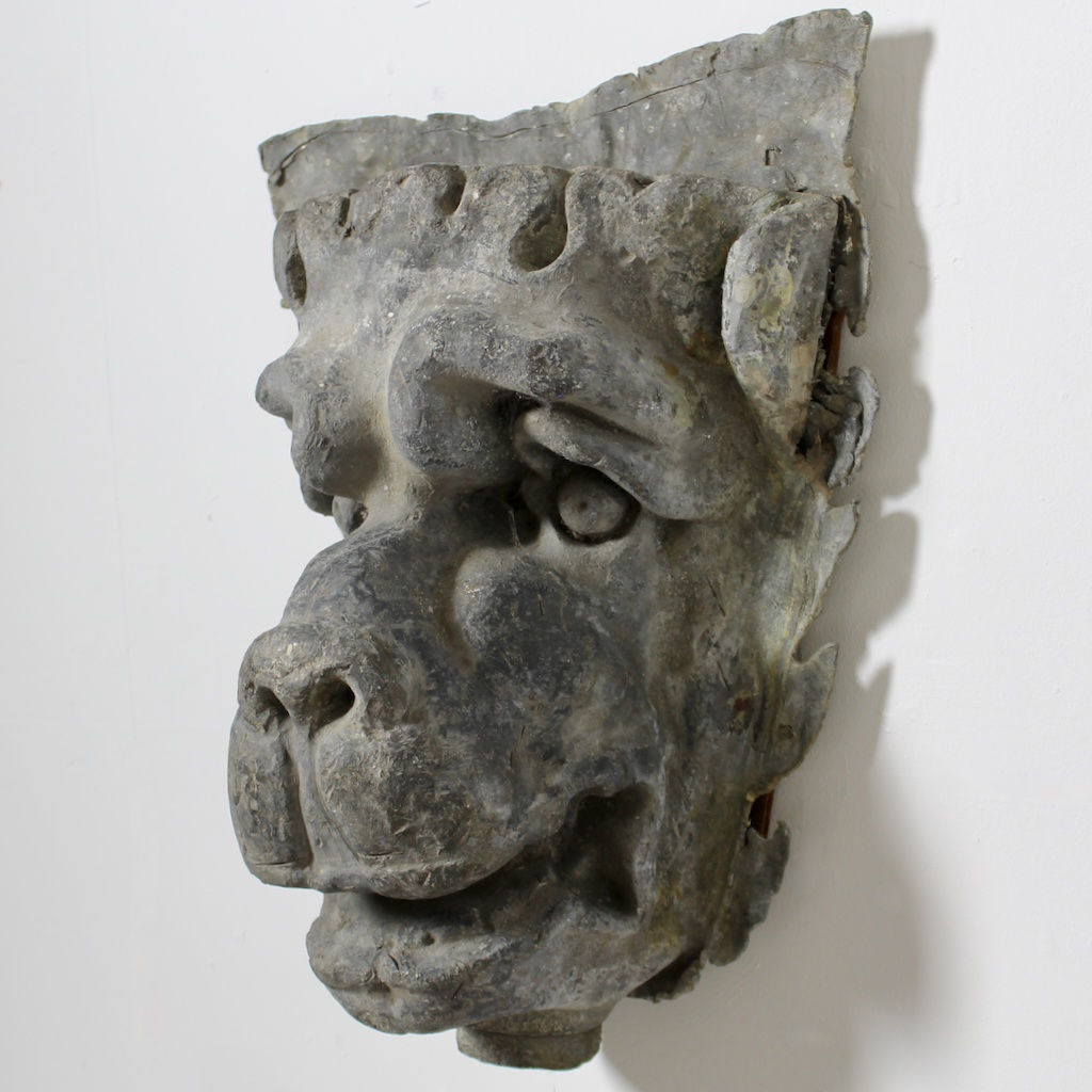 Pair Of Large Early 19th Century Lead Grotesque Hoppers ( sold )