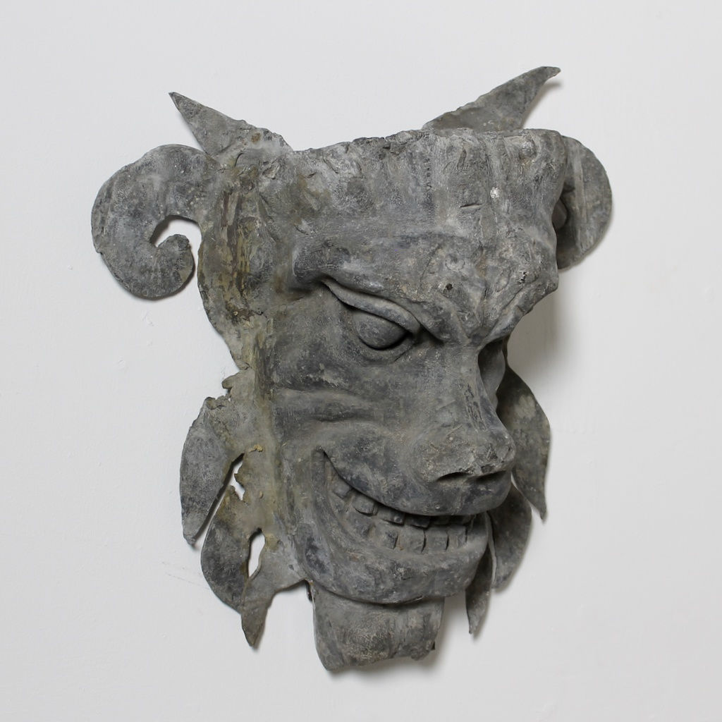 Pair Of Large Early 19th Century Lead Grotesque Hoppers ( sold )