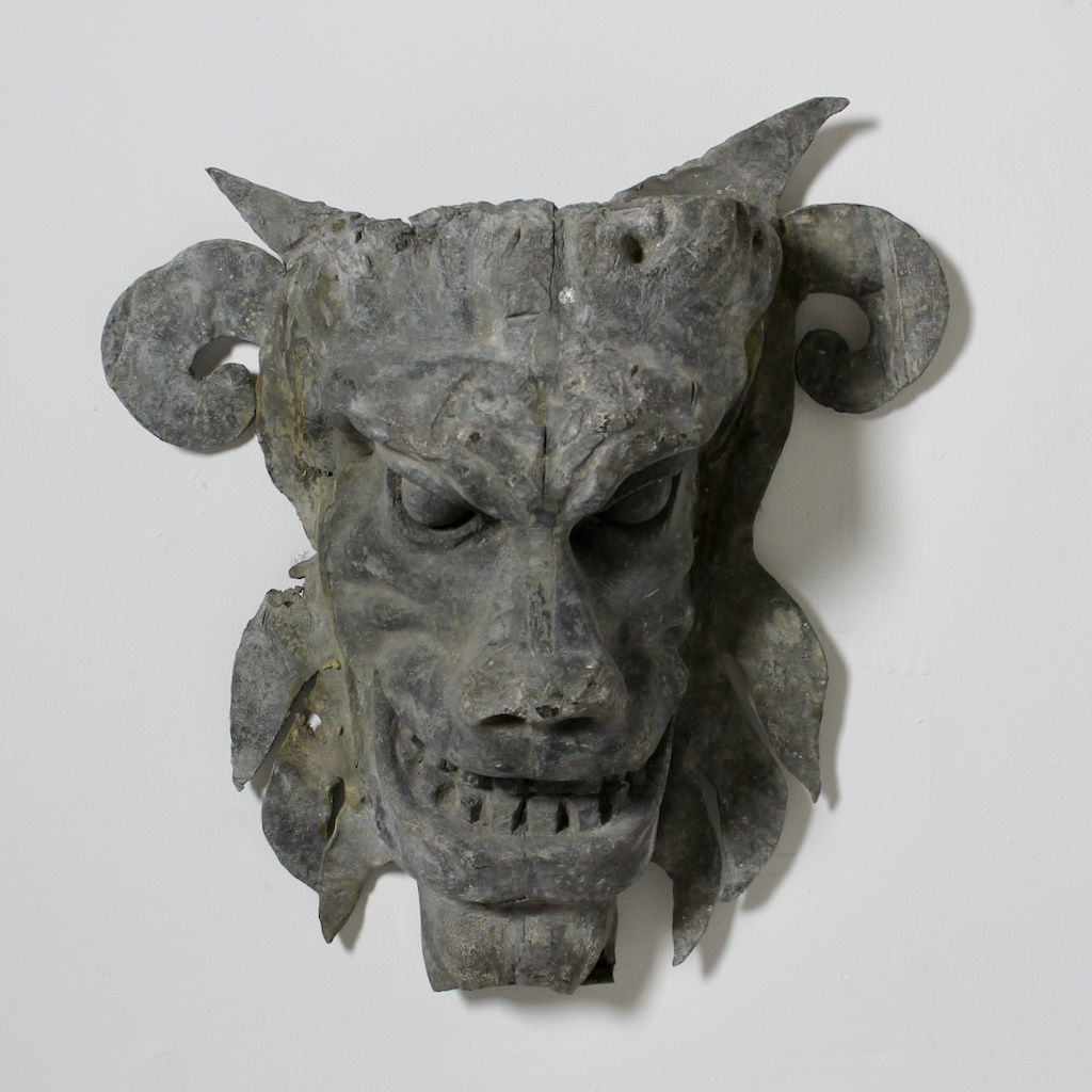 Pair Of Large Early 19th Century Lead Grotesque Hoppers ( sold )