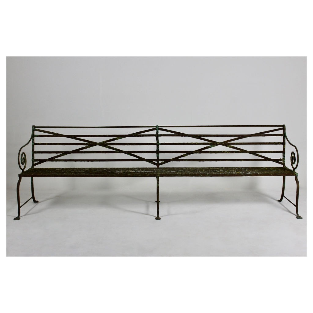 Very Large Scottish Regency Wrought Iron Garden Bench ( sold )