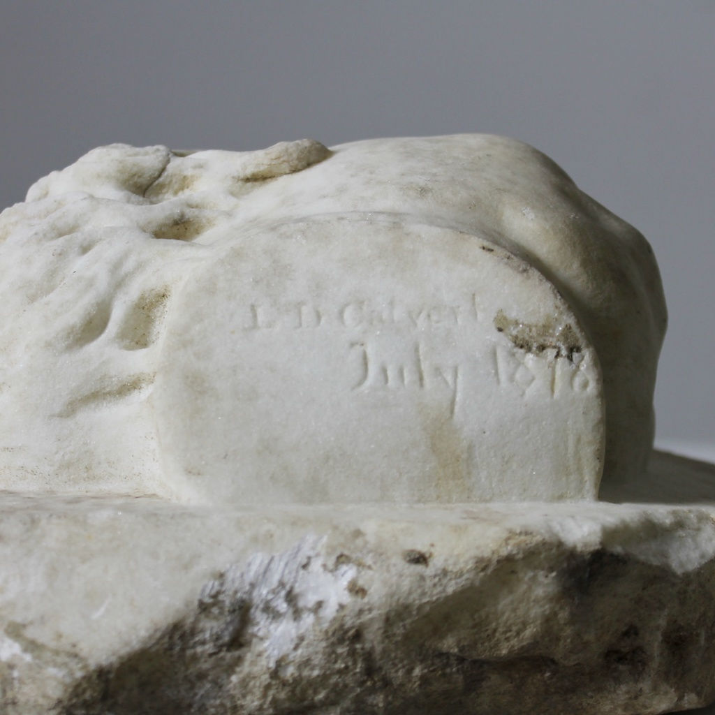Carved Marble Childs Face Tablet By L D Calvert 1878 ( sold )