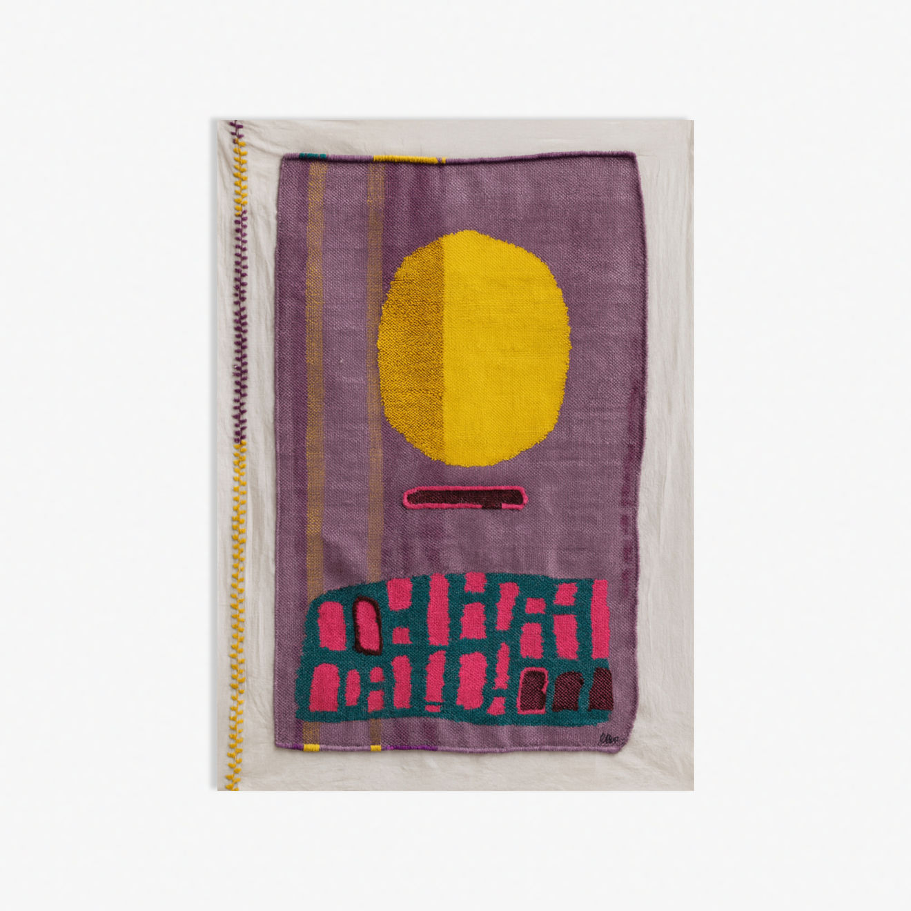 Frances van Hasselt Table Setting for Pray Mantis & Moon Hand-Woven Mohair 61 x 100cm SOLD