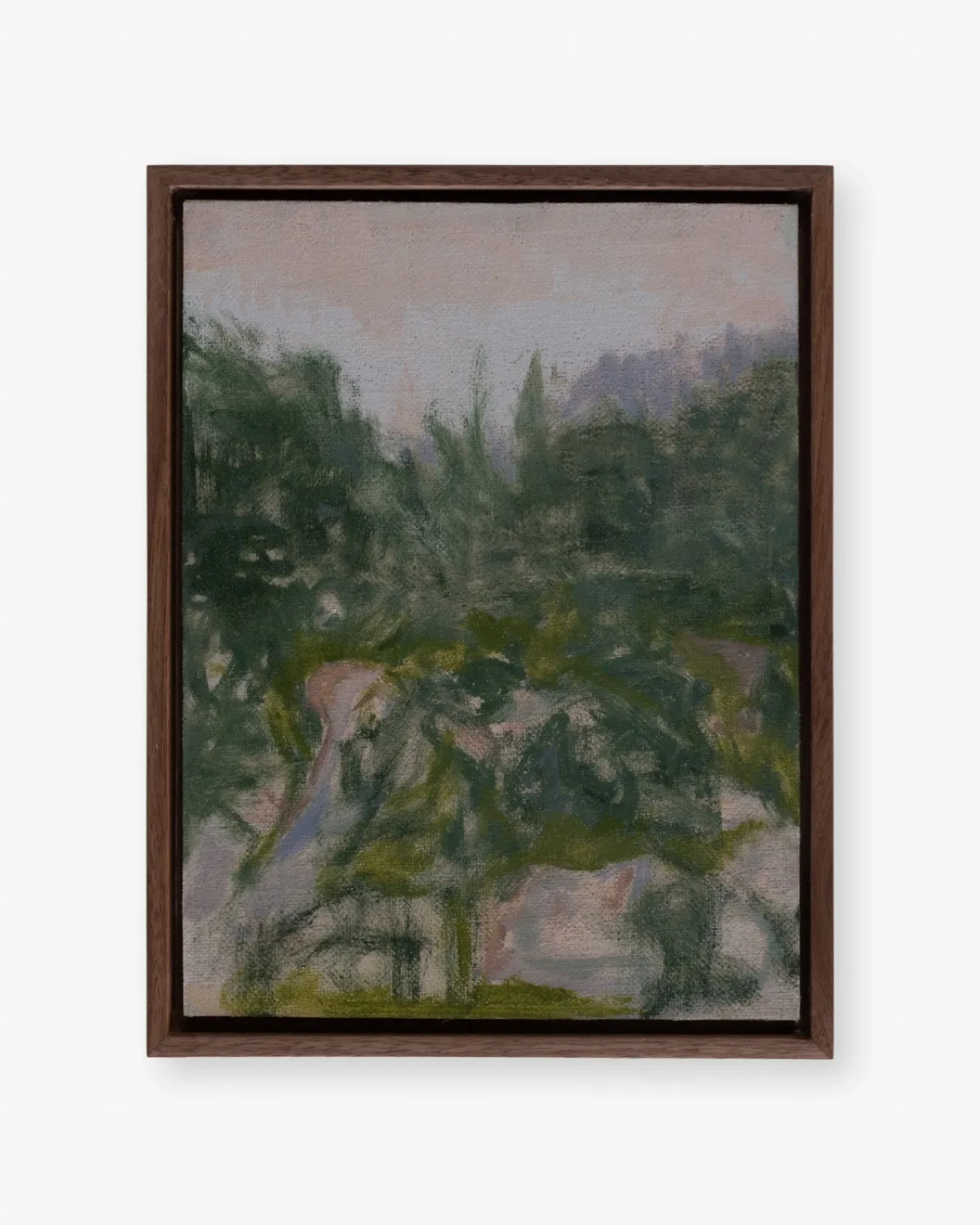 Greg Wood V24 Now Is Now Oil on Linen Board Walnut Shadow Box Frame 12.8 x 17cm $ 950.00