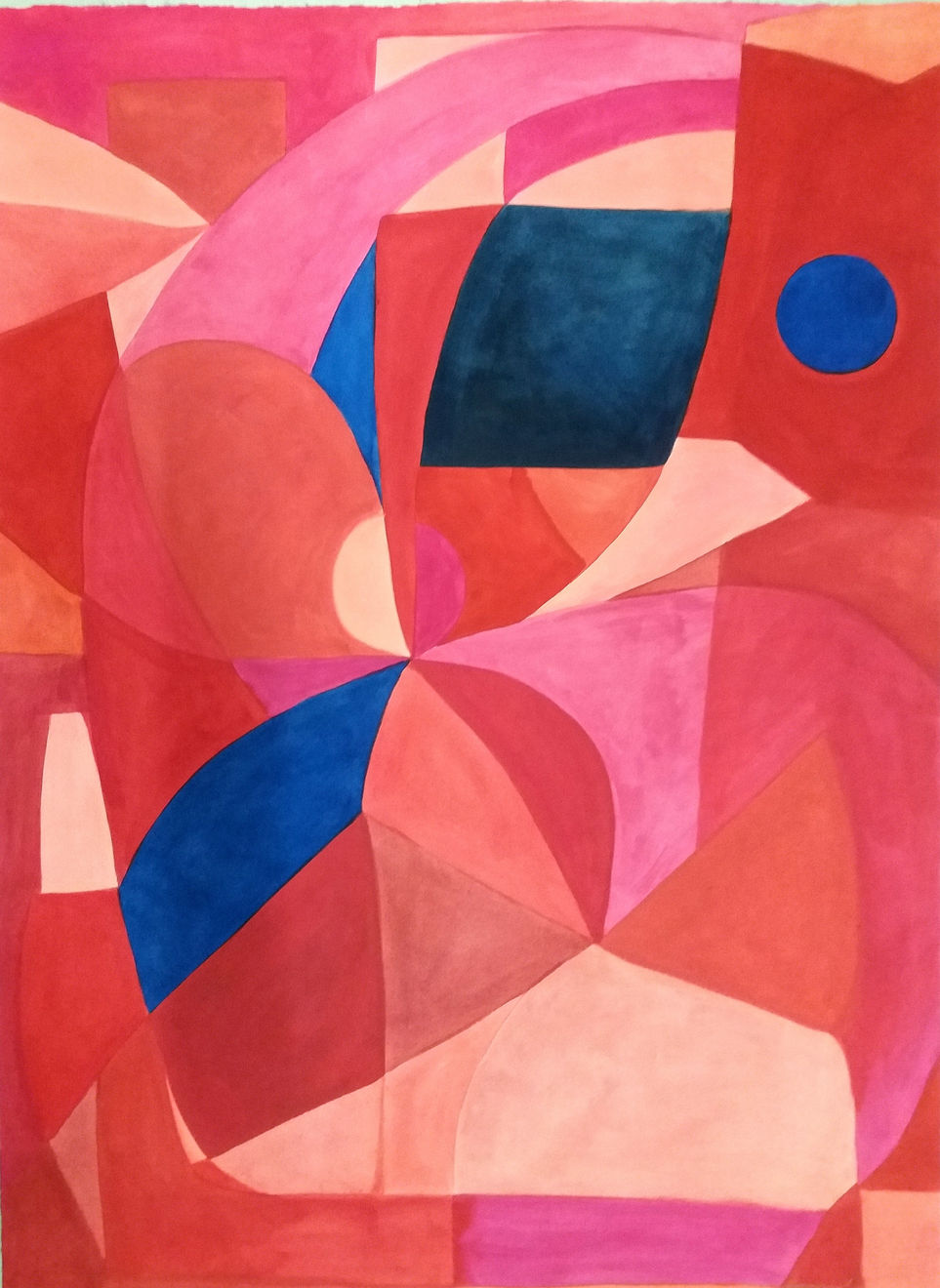 Lune Bleue Dans Une Fleur Rose Et Rouge Caséine and Arabic Gum on Paper Original 78 x 106 cm $4390 SOLD