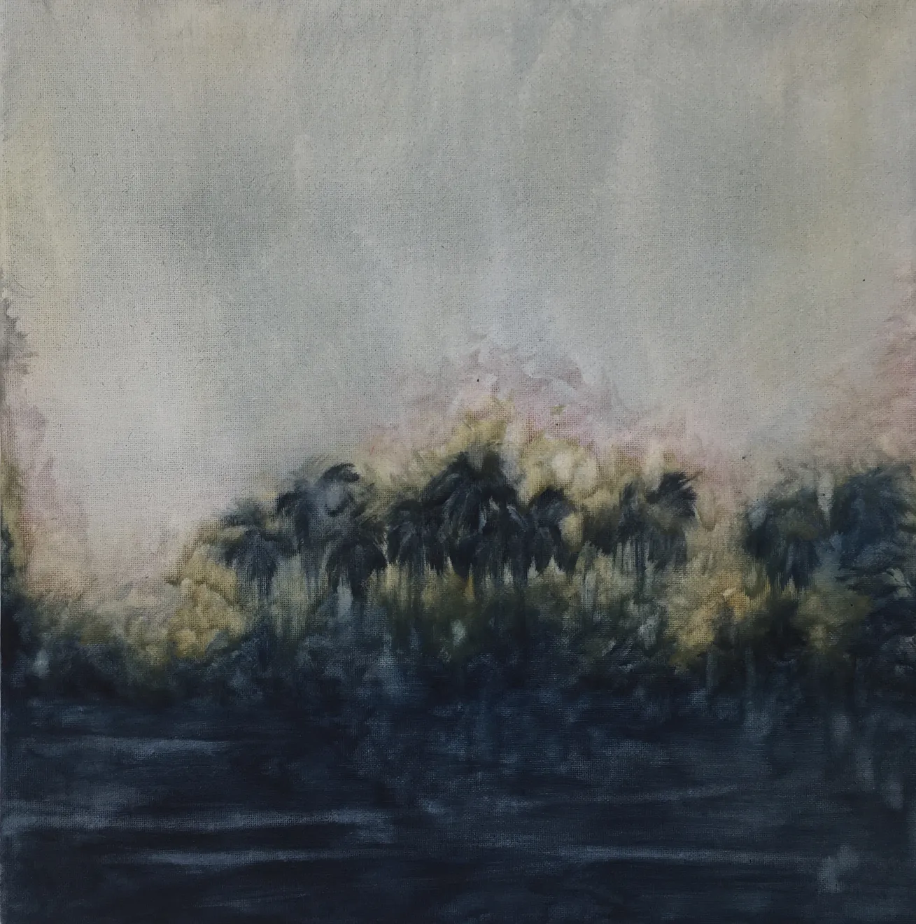 Zarah Cassim Deep Dark Oil on Canvas Original 40 x 40 cm AUD $1100 GBP &pound;550