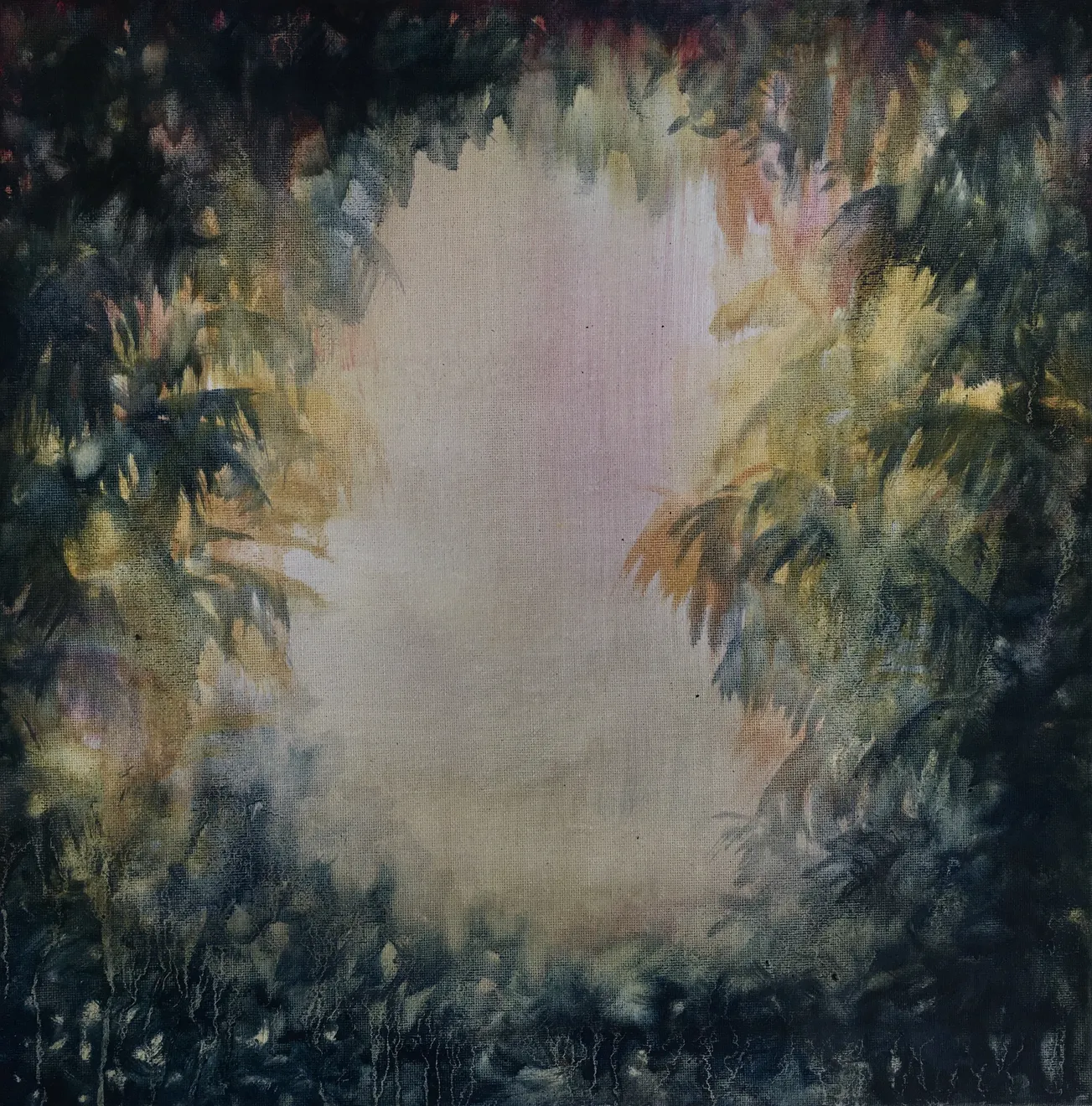 Zarah Cassim Jungle Jewel Oil on Canvas Original 40 x 40 cm AUD $1100 GBP &pound;550