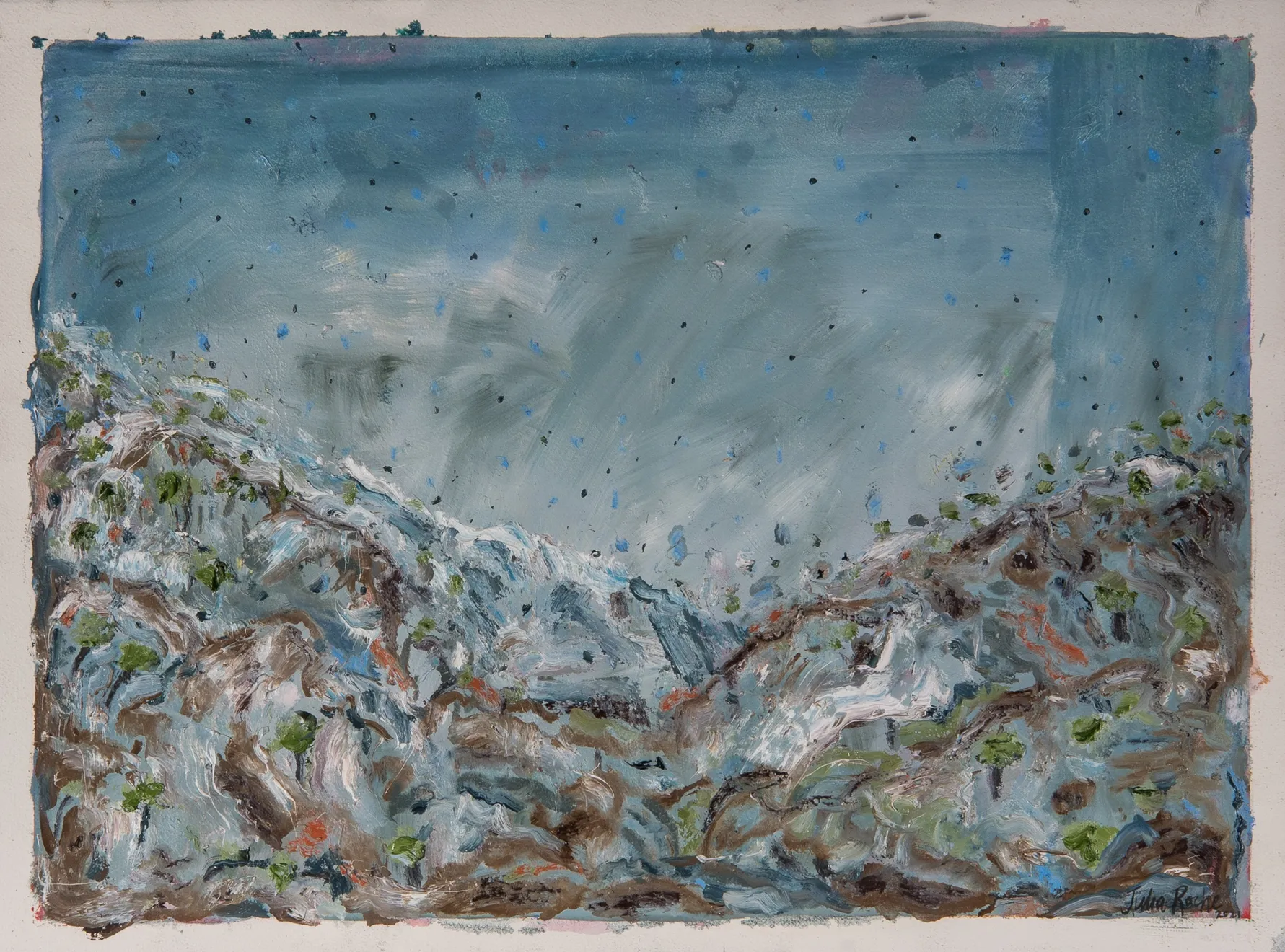 Jodphur Blue Eve Oil and Mixed Media on Cotton Rag Paper 76 x 56 cm AUD $1030 GBP &pound;510 USD $685 SOLD