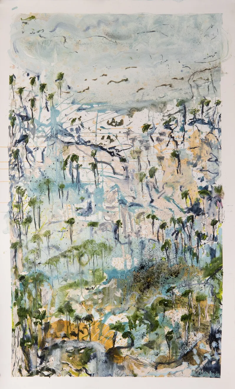 Emotional Tethering II Oil, Mixed Media on Cotton Rag Blackwood Box Frame, Glass 90 x 140cm AUD $5300 GBP £2720 USD $3020 SOLD