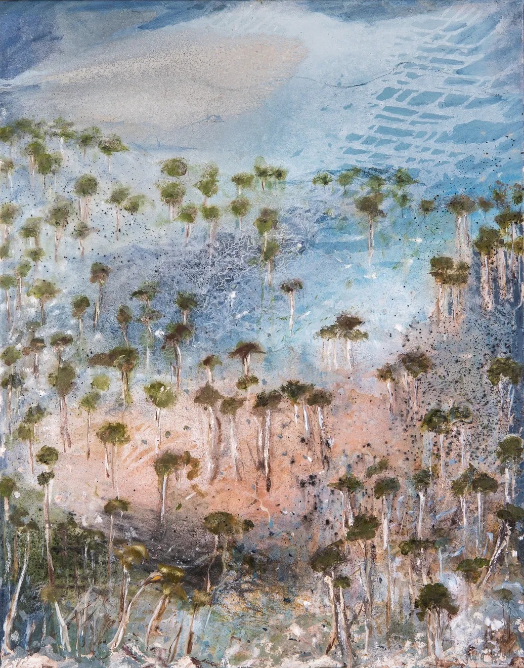 Shrouded Memories II Oil, Mixed Media on Canvas Blackwood Box Frame 84 x 105cm AUD $3900 GBP £2000 USD $2220 SOLD