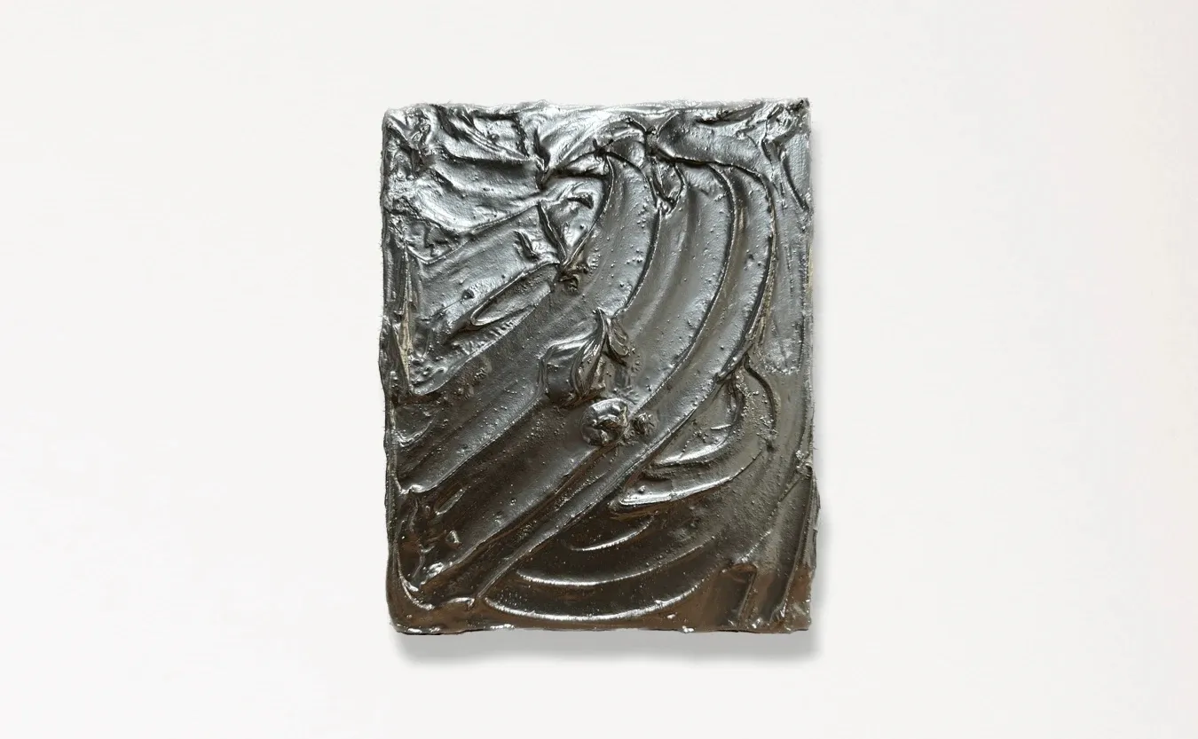 Molten Chrome Enamel and Gypsum on Board 20 x 26cm $ 1,100