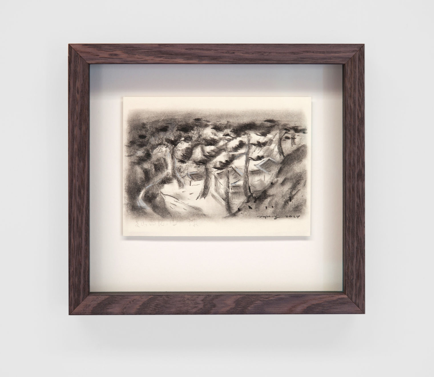 Dapeng Liu After Wang Meng 1365 Summer Mountain Seclusion no.1 Charocal on Paper Charcoal Frame Paper: 18 x 13.4cm Framed: 28 x 25.4cm SOLD