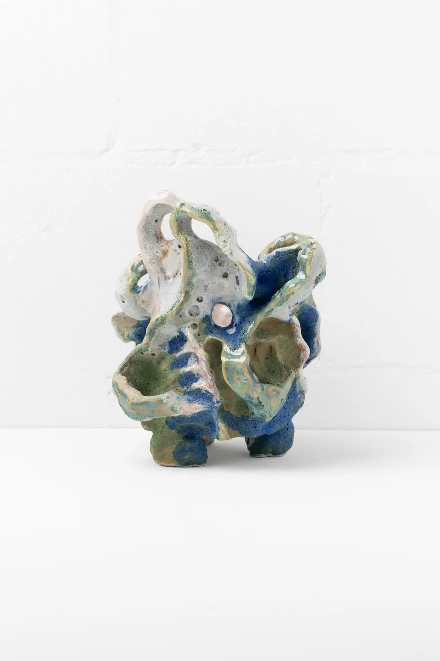 North Rock Stonewear Ceramic Vessel, Porcelain Slip, Glaze 22 x 21 x 18cm $1,200.00