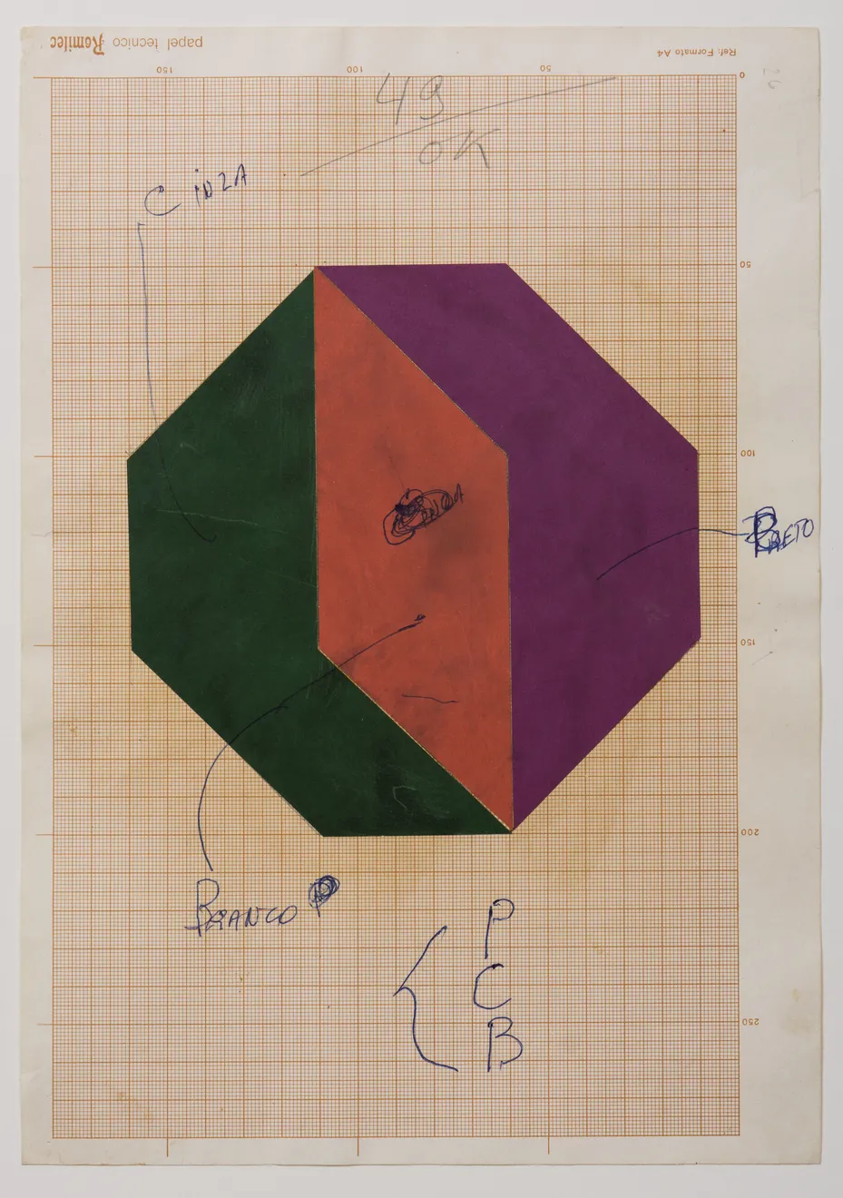 Geraldo de Barros, Sem título, estudo para quadro laminado de plástico, c. 1980