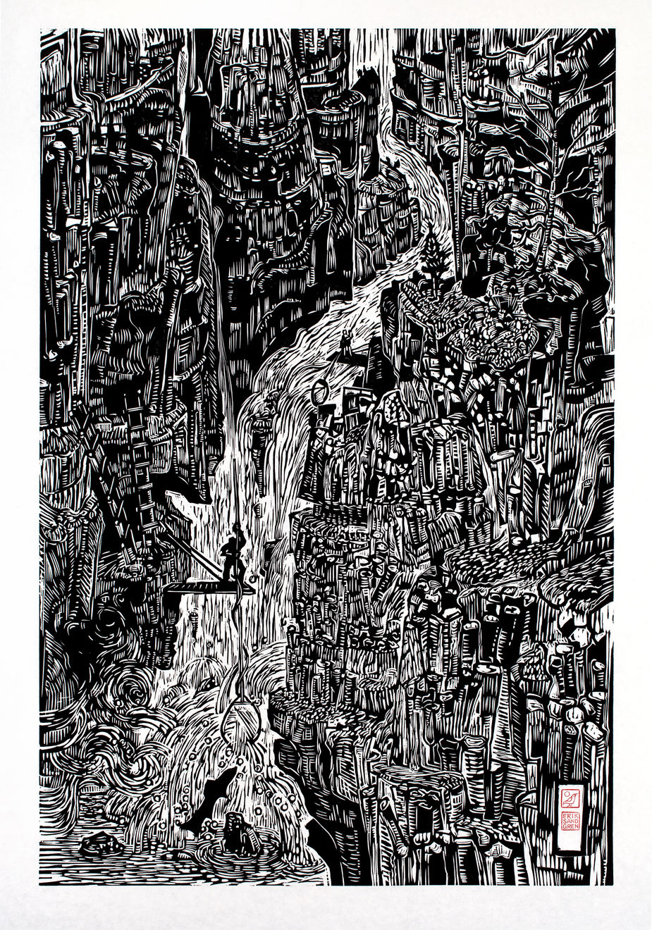 ERIK SANDGREN, Woodcut - Klikitat