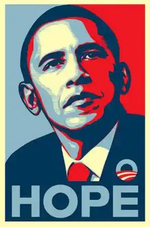 The iconic Barack Obama &lsquo;Hope&rsquo; poster designed by Shepard Fairey.