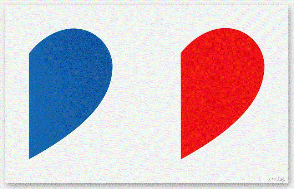 Ellsworth Kelly BLUE CURVE/ RED CURVE, 2014 2 Color Lithograph 30 x 47 2/8 ins 76.2 x 120.27 cm Available at VFA