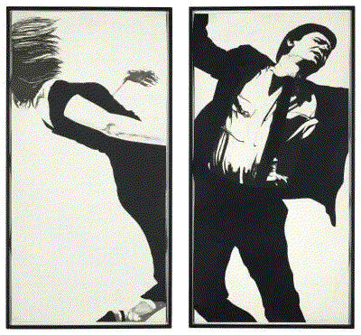 Robert Longo JOANNA AND LARRY FROM MEN IN THE CITIES, 1985 Lithograph on Rag Paper 72 x 36 ins 182.88 x 91.44 cm Available at VFA