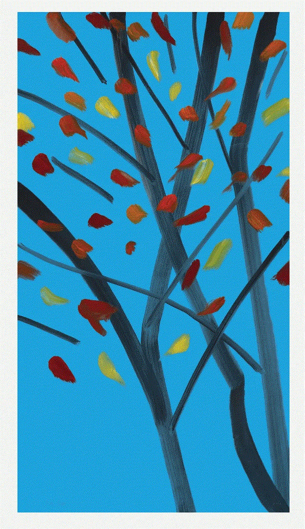 Alex Katz AUTUMN 4, 2023 Archival pigment ink on Innova Etching Cotton Rag 315 gsm fine art paper 66 x 38 in 167.6 x 96.5 cm Edition of 75 Available at VFA