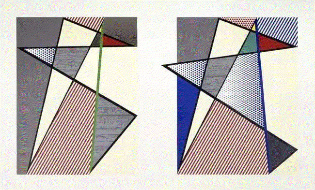 Roy Lichtenstein IMPERFECT DIPTYCH ( CORLETT 225), 1988 Woodcut, screenprint, and collage on Archivart 4- ply Museum Board 57 7/8 x 93 5/8 ins 147.2 x 238.1 cm 8/45 Available at VFA