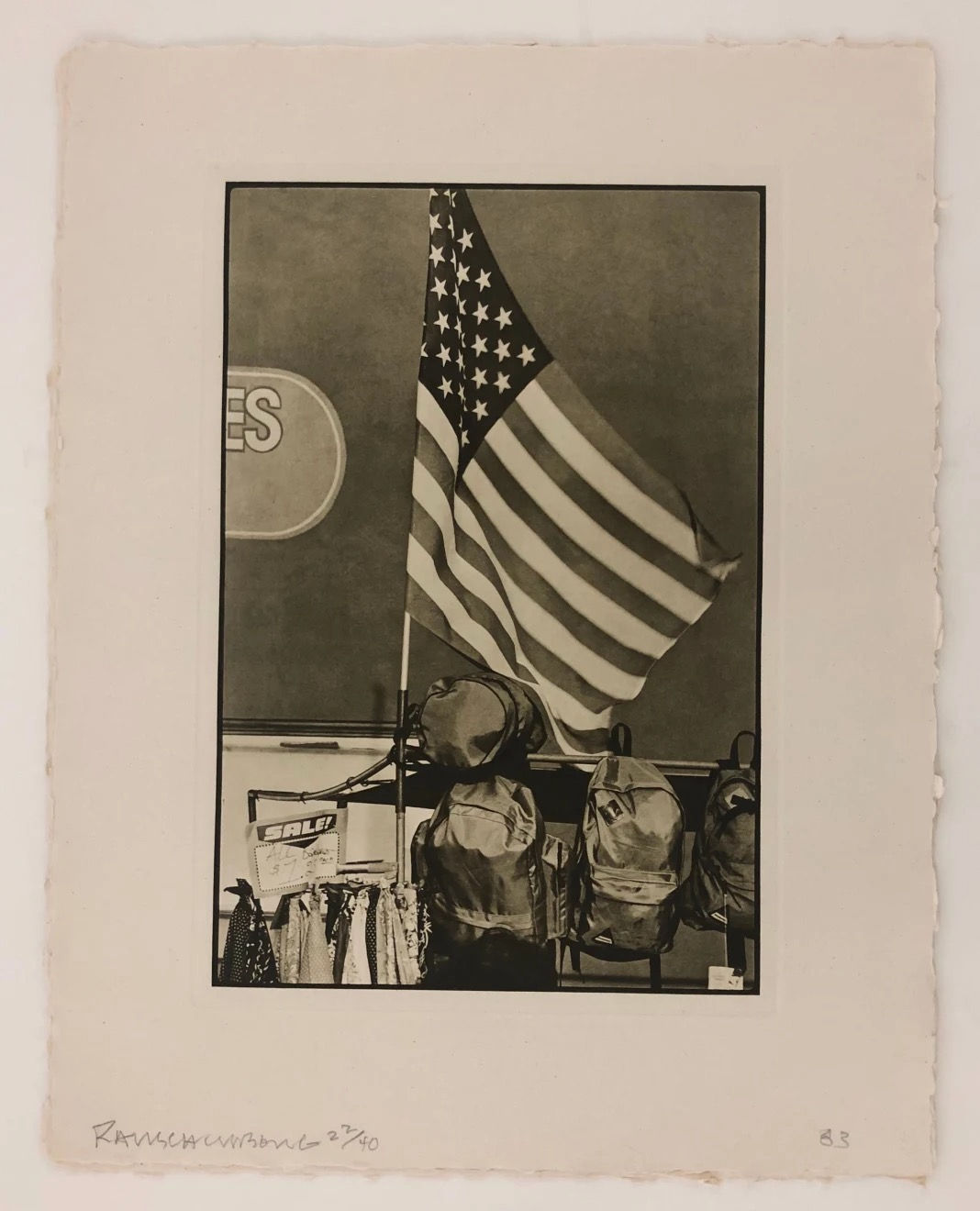 Robert Rauschenberg AMERICAN MIX, 1983 Photogravure Chine Colle on Handmade paper 26 x 20 ins 66.04 x 50.8 cm Available at VFA