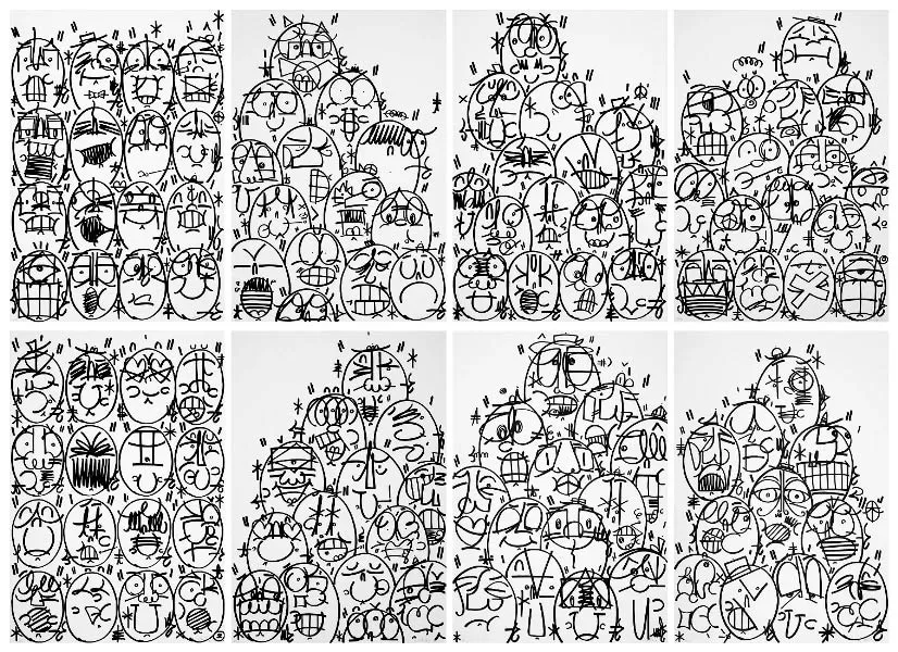 Timothy Curtis 115 Faces ( Set of 8 Works), 2017 Lithograph 60 in x 170 in 152.4 x 0.0 cm (TC014)