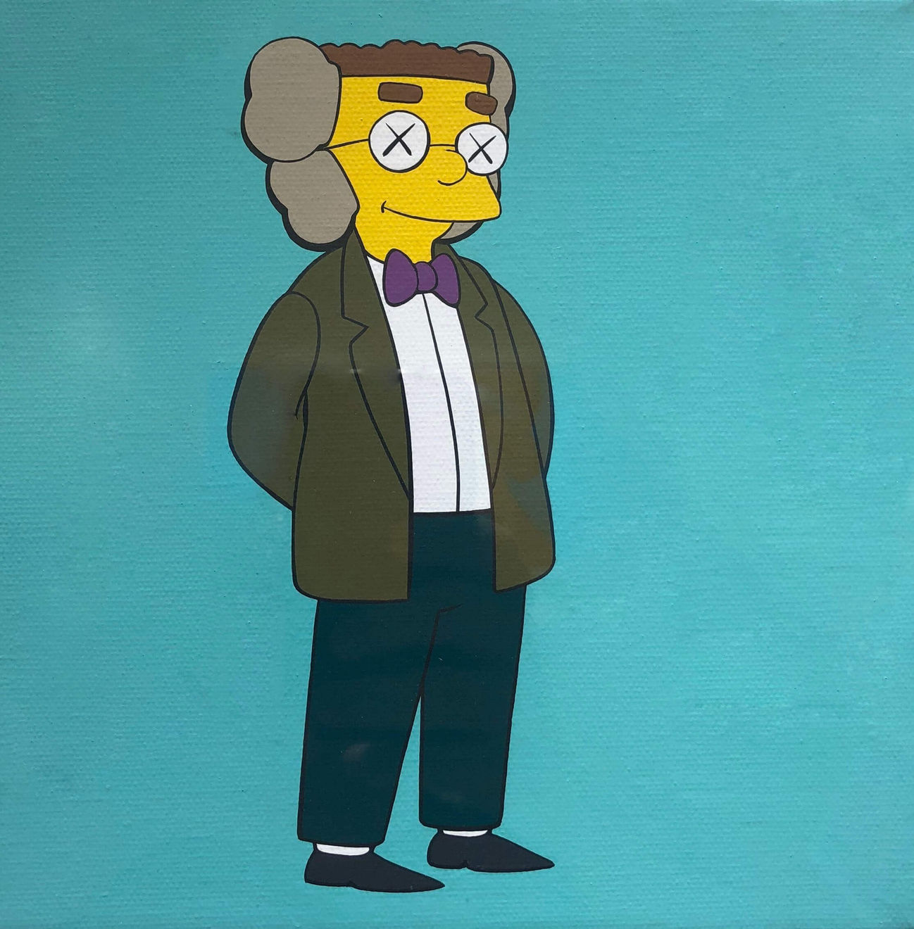 KAWS Kimpson Series, 2005 Acrylic on Canvas 8h x 8w x 2d in 20.32h x 20.32w x 5.08d cm For sale at VFA