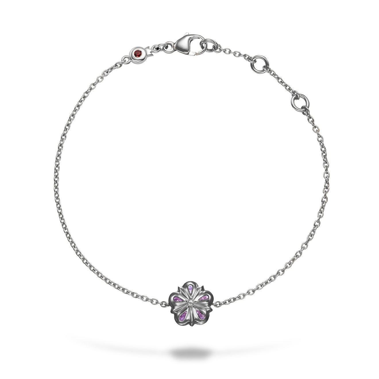 Bespoke Pink Sapphire & Sapphire Rose Chain Bracelet