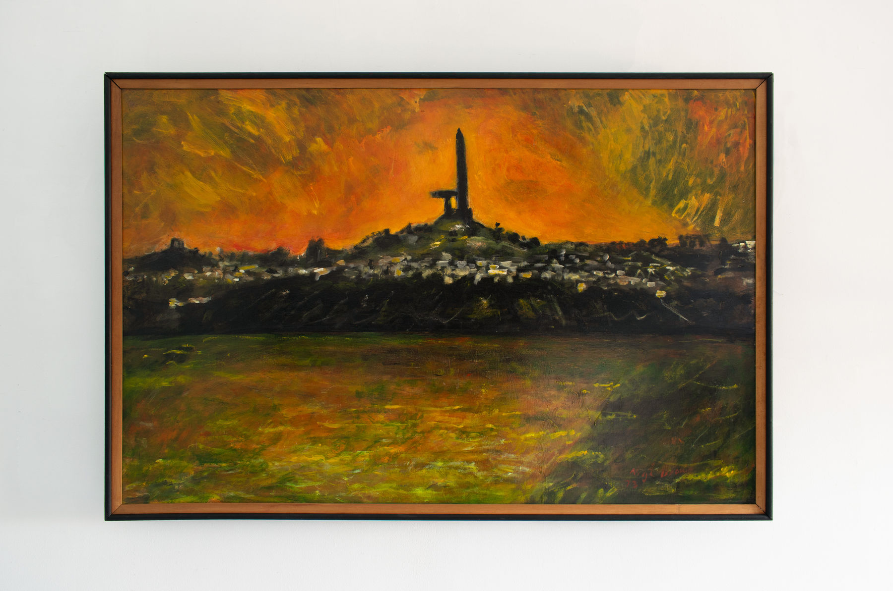 Nigel Brown, One Tree Hill Across the Manukau Orange Version 1973, 1973