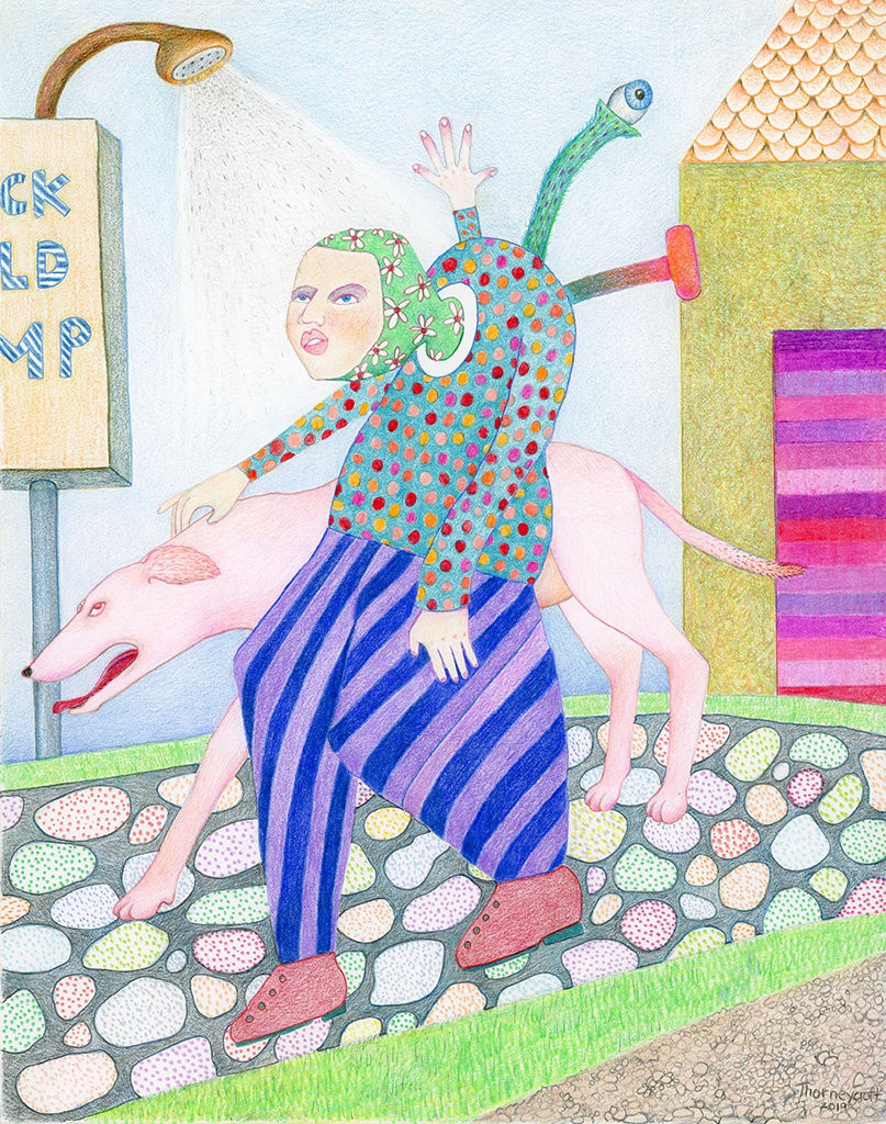 Diana Thorneycroft, Woman with Pink Dog