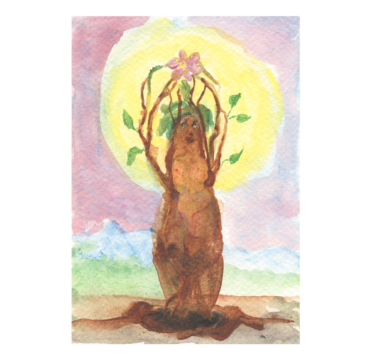 Klodin Erb, "Radish Princess," 2024, watercolour on paper, A6 (10x15cm)