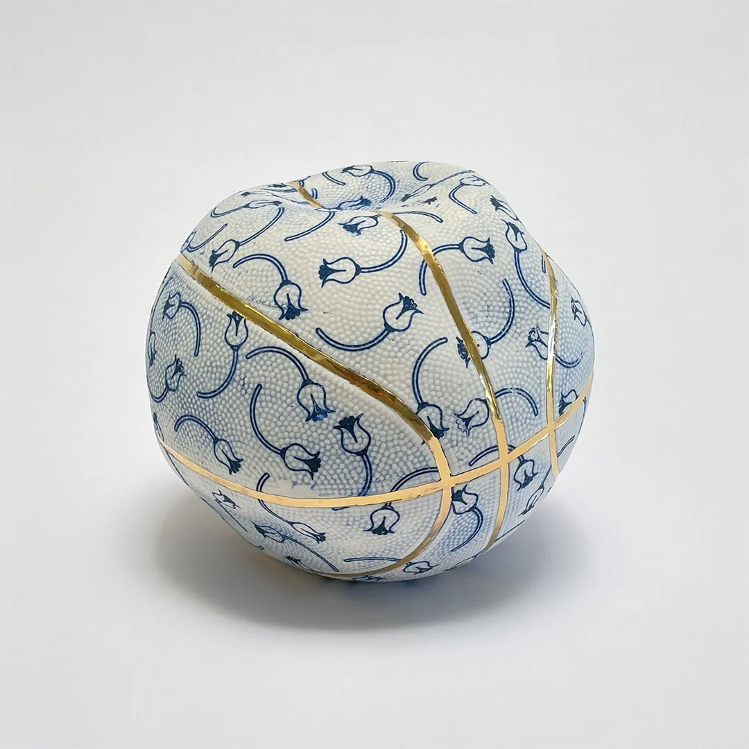 "Deflated Dusty Falling Tulip Basketball With Gold", 2024