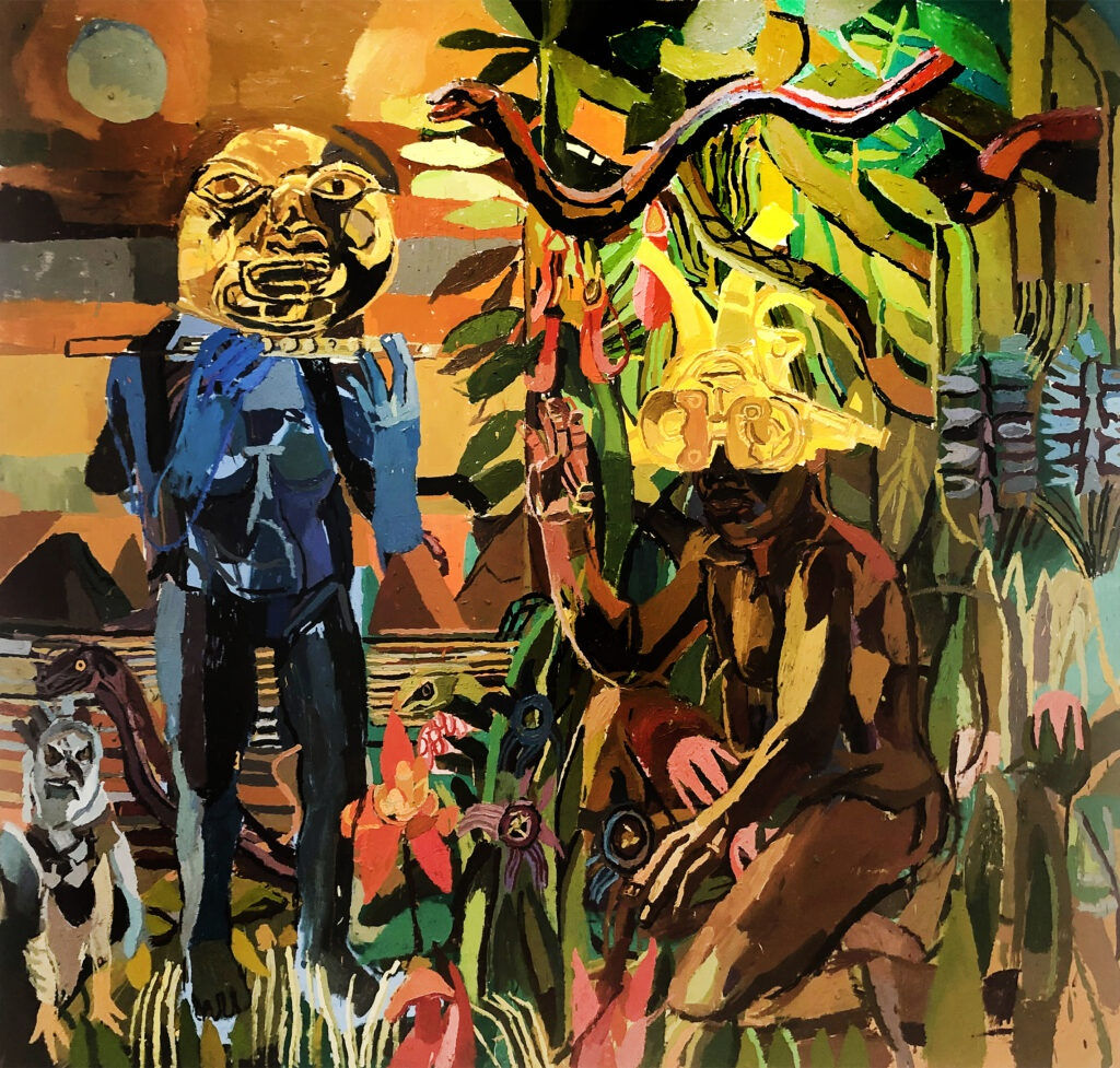 Clintel Steed, The Snake Charmer with Mayan Mask, 2020