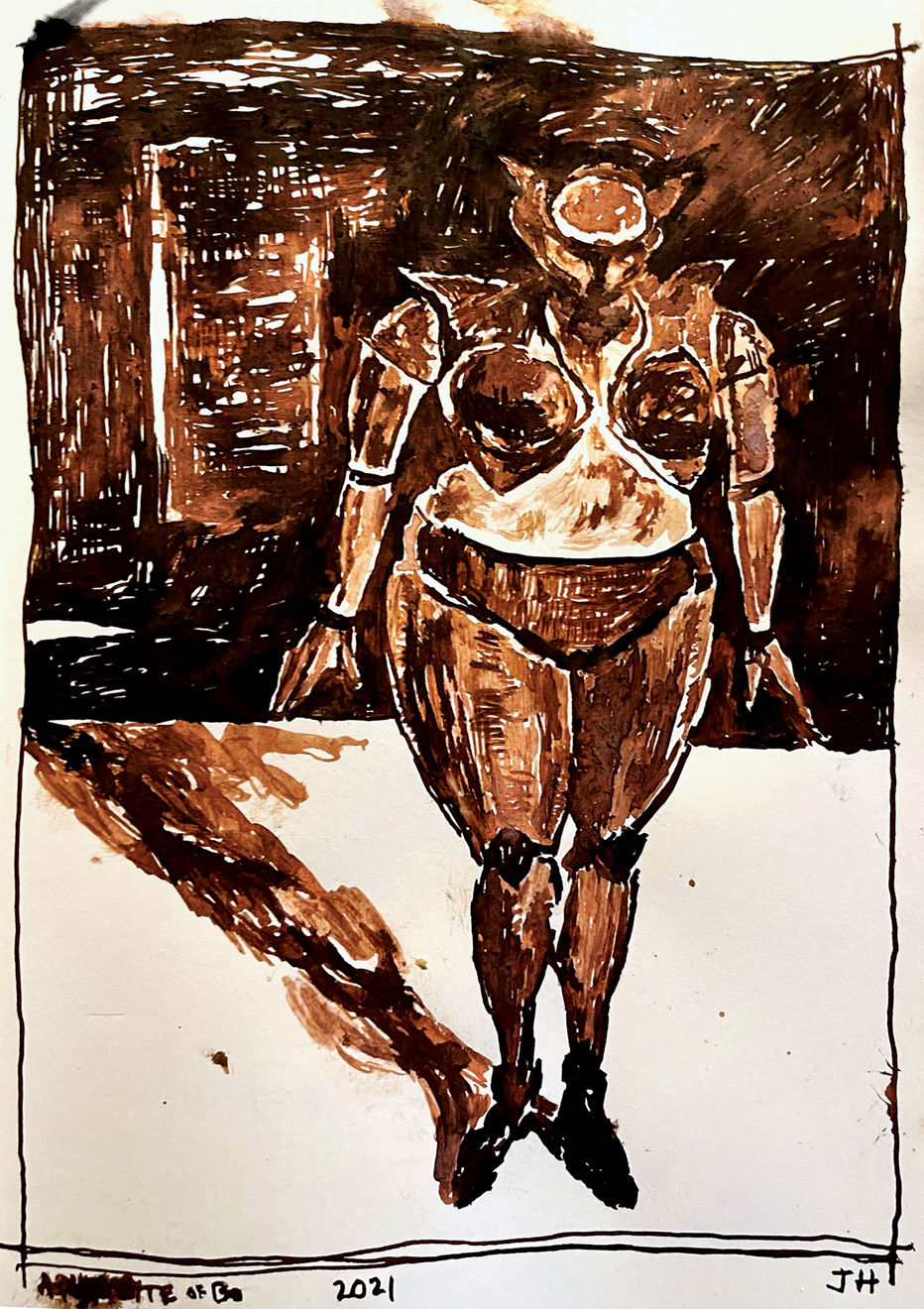 Jonathan Harkham, Ink Study for Plump Aphrodite #2, 2021