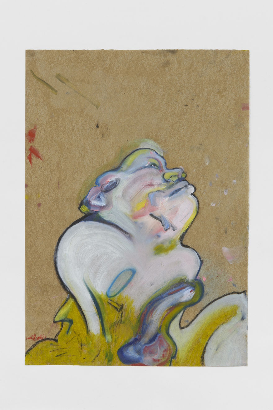 Most Hideous Jig, 2021, Oil pastel, oil paint, oil primed sugar paper, 16 1/2 x 11 3/4 in