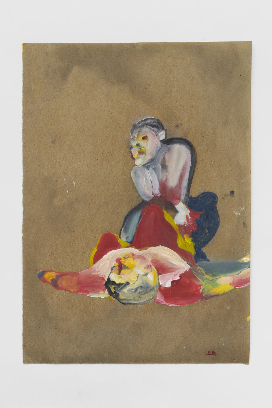 Untitled I, 2021, Oil pastel, oil paint, oil primed sugar paper, 16 1/2 x 11 3/4 in