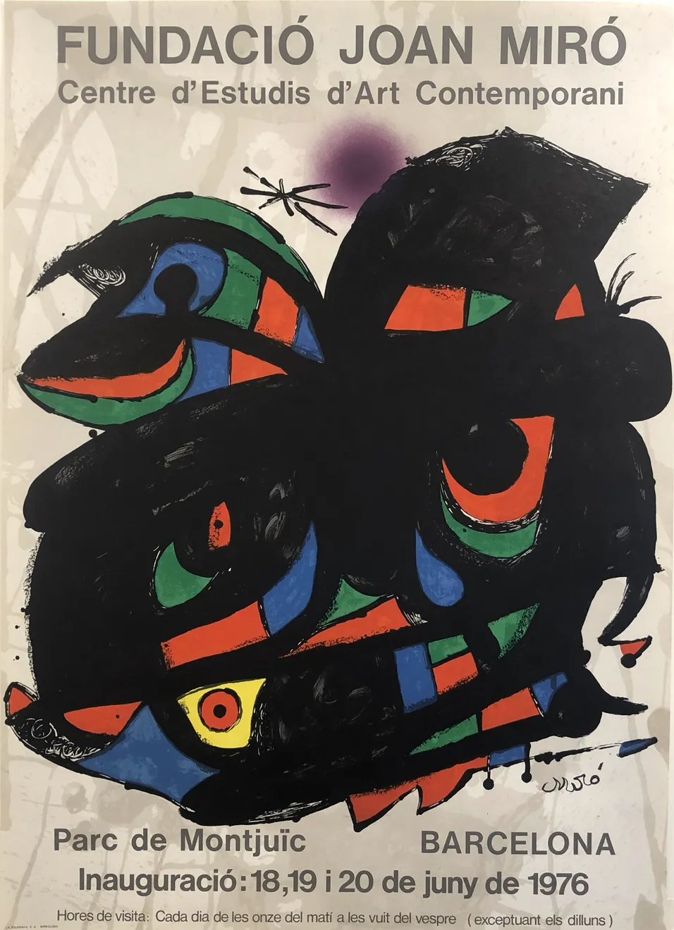 Summer Secret Bid Auction 2022, LOT 139: Joan Miró - Fundació Joan Míro Exhibition Poster 1976, 1976