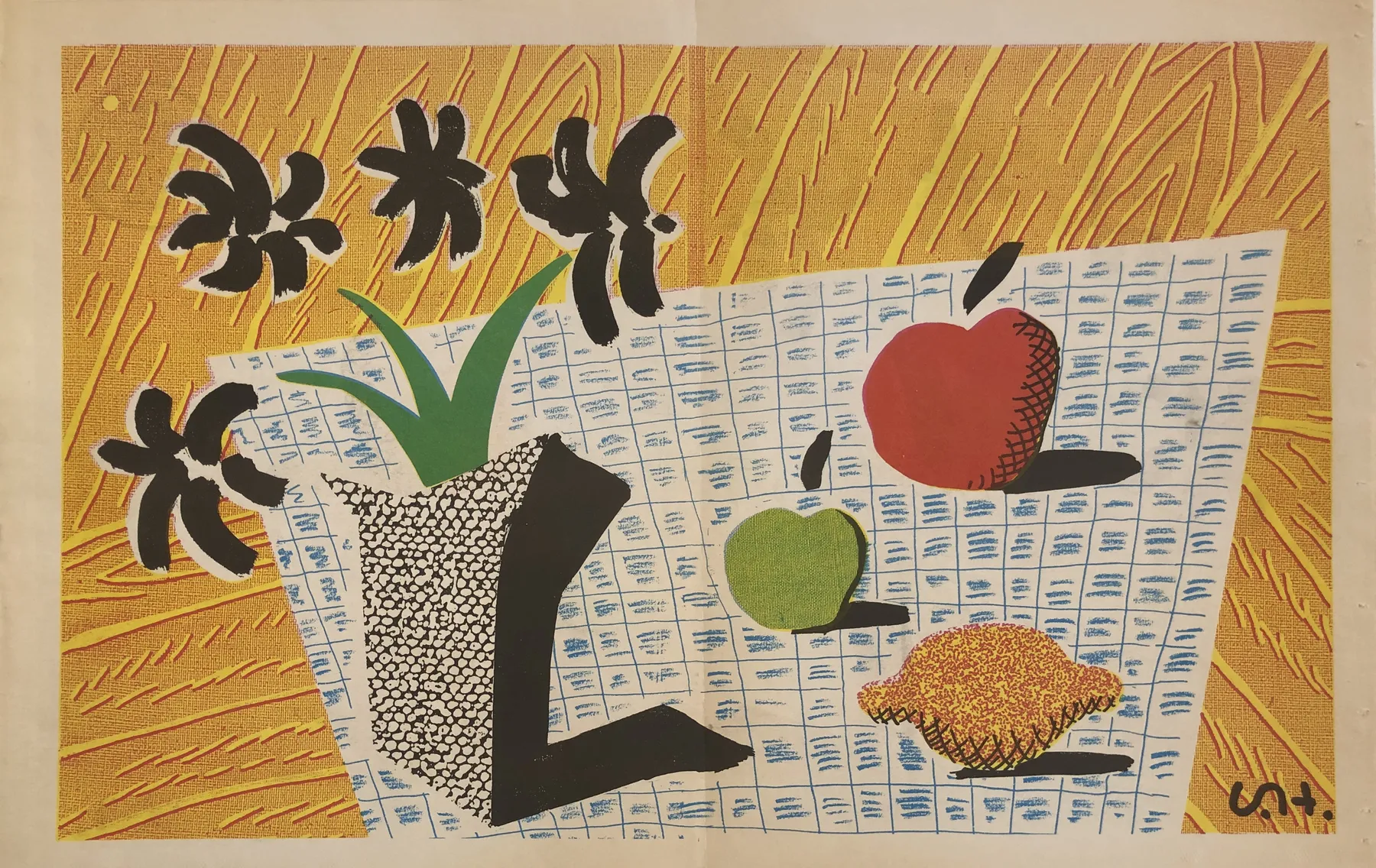 Summer Secret Bid Auction 2022, LOT 95: David Hockney (After) - Two Apples and One Lemon and Four Flowers, 1997