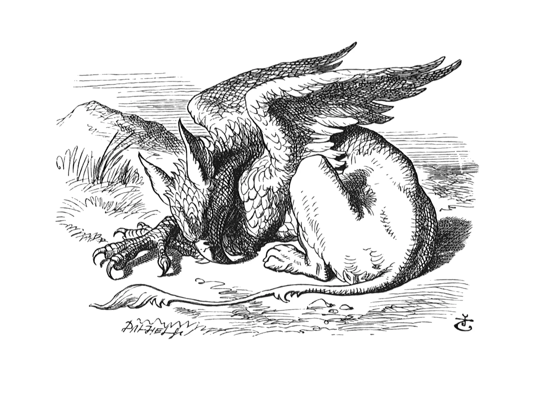 Christmas Auction 2021, LOT 167: John Tenniel - They very soon came upon a Gryphon, lying fast asleep in the sun..., 1988