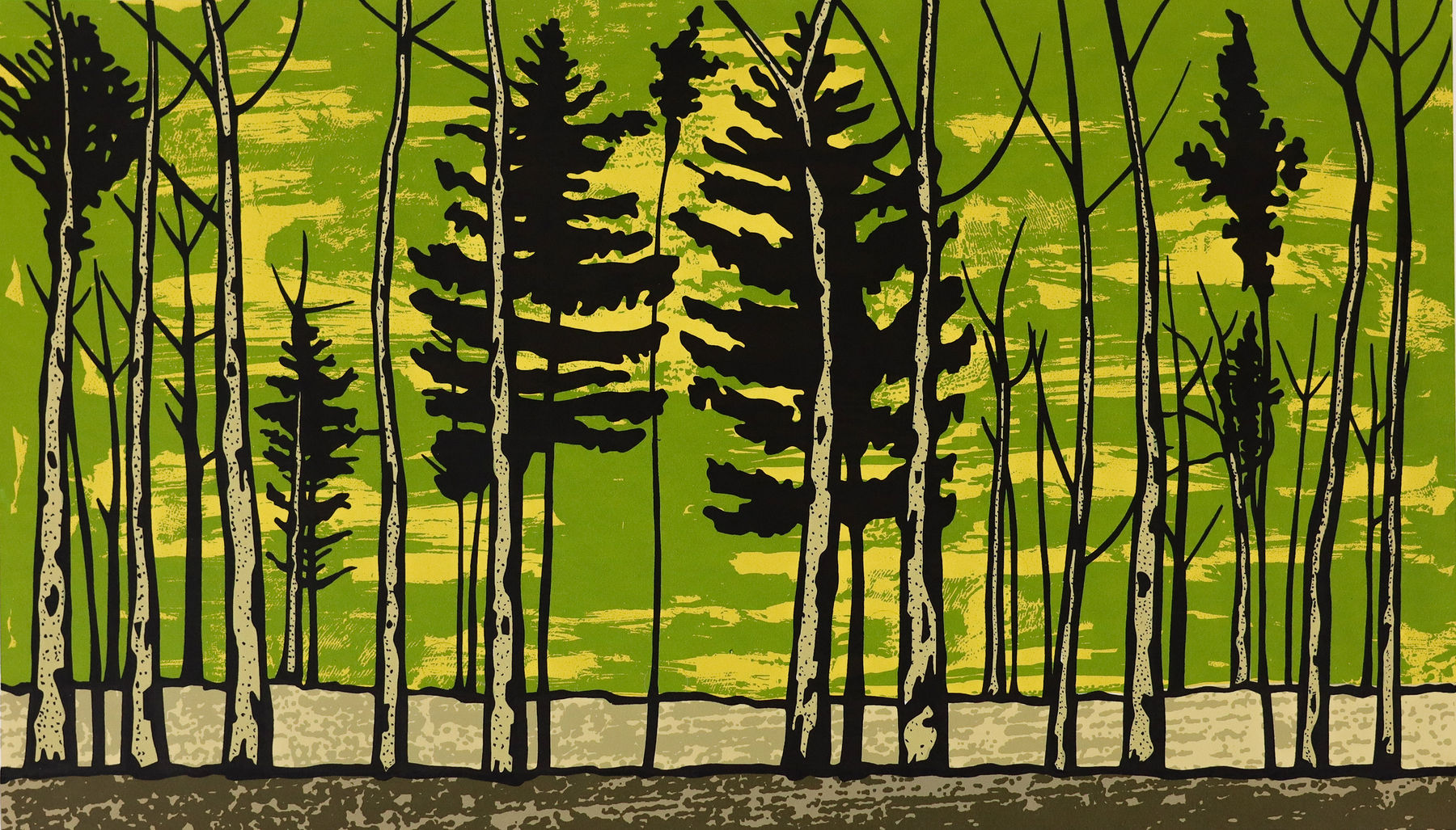 Paul Hogg, A Line of Trees 2 (Variation in Green), 2024