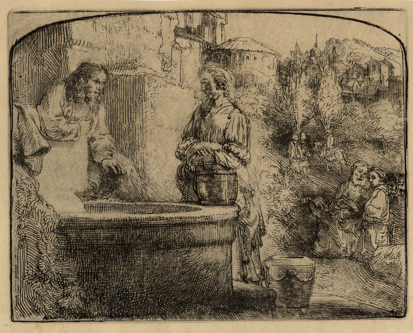 Rembrandt Van Rijn, Christ and the Woman of Samaria: Arched, 1657