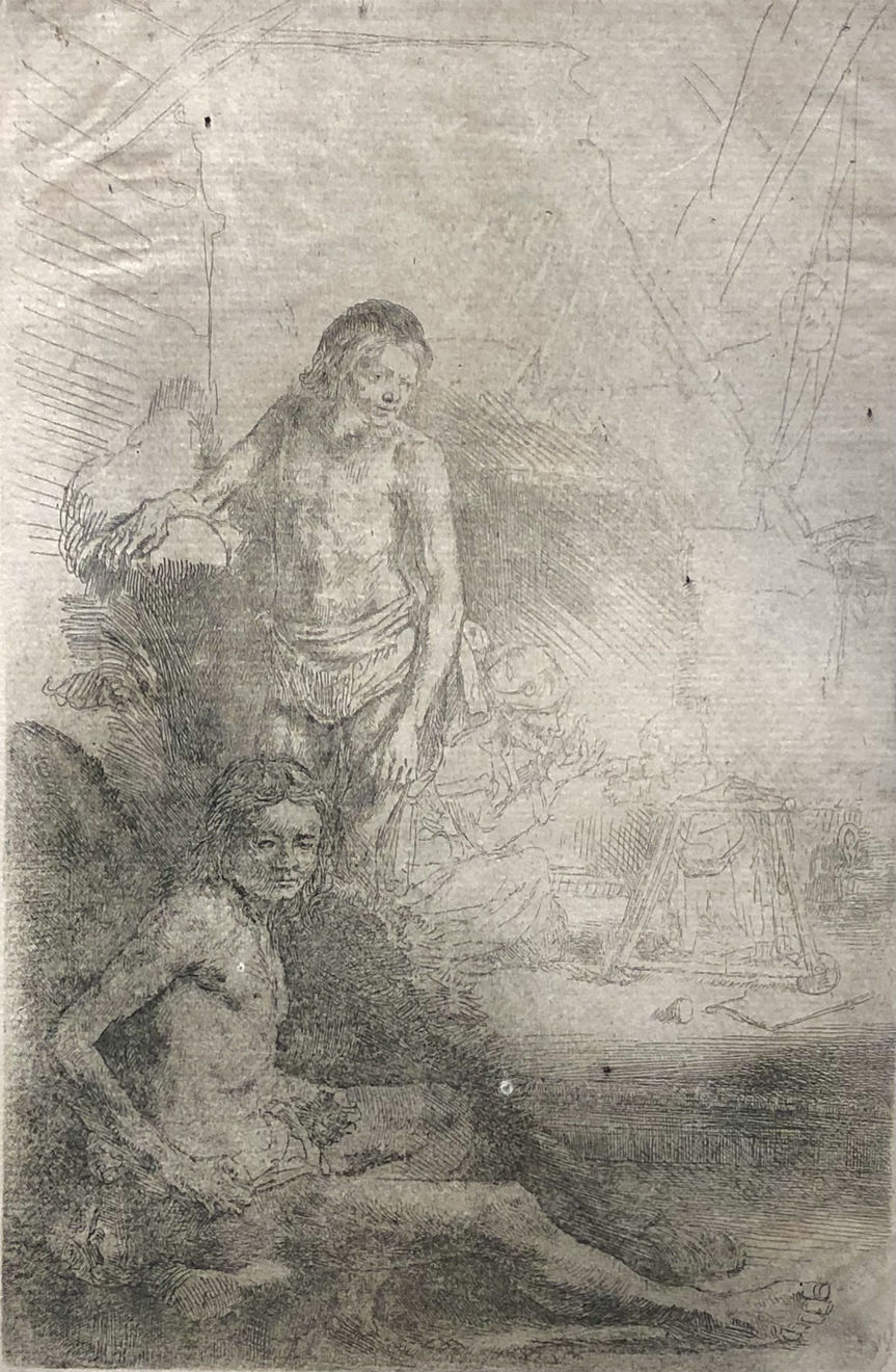 Rembrandt Van Rijn, Nude Man Seated and another Standing, 1646