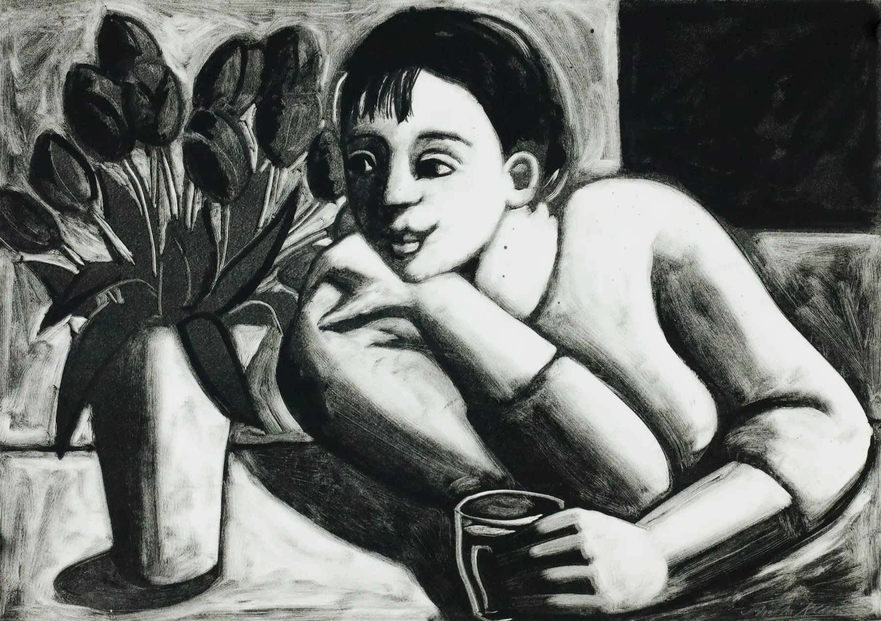 Anita Klein, Red Wine and Tulips, 2017