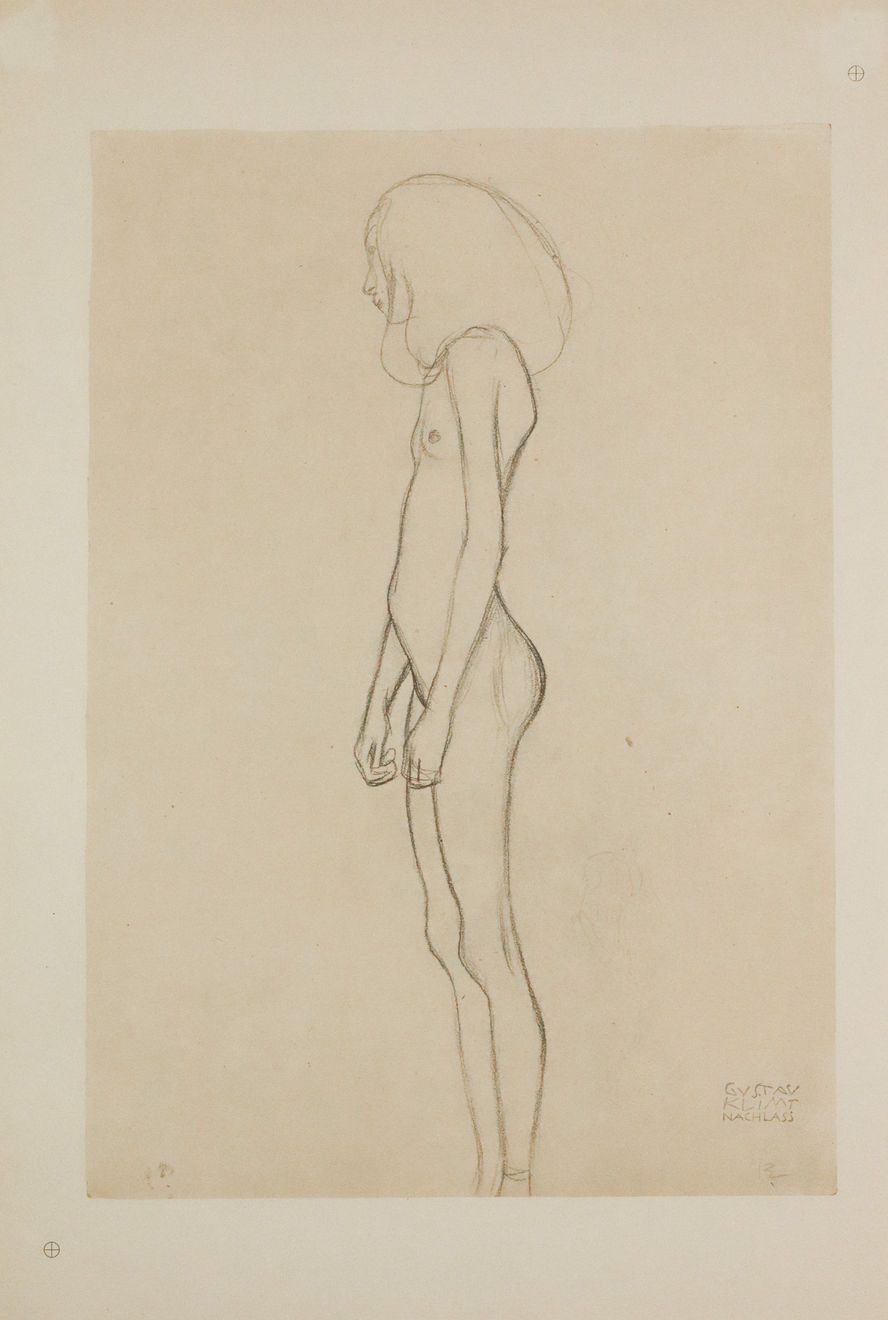 Gustav Klimt, Standing Female Nude in Profile, Facing Left, 1964