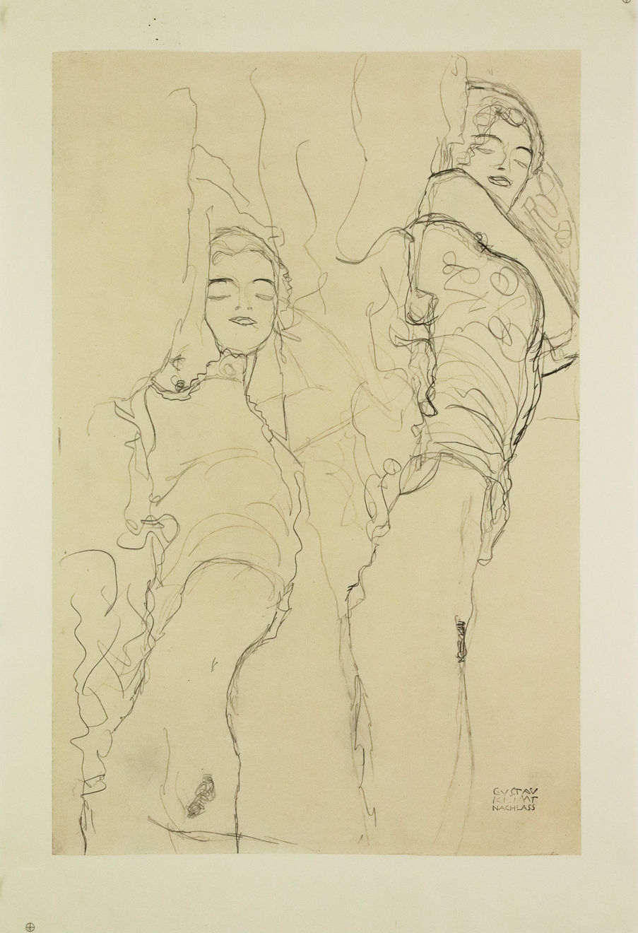 Gustav Klimt, Two Studies for a Female Semi-Nude in Recumbent Position, Toward the Left, 1964